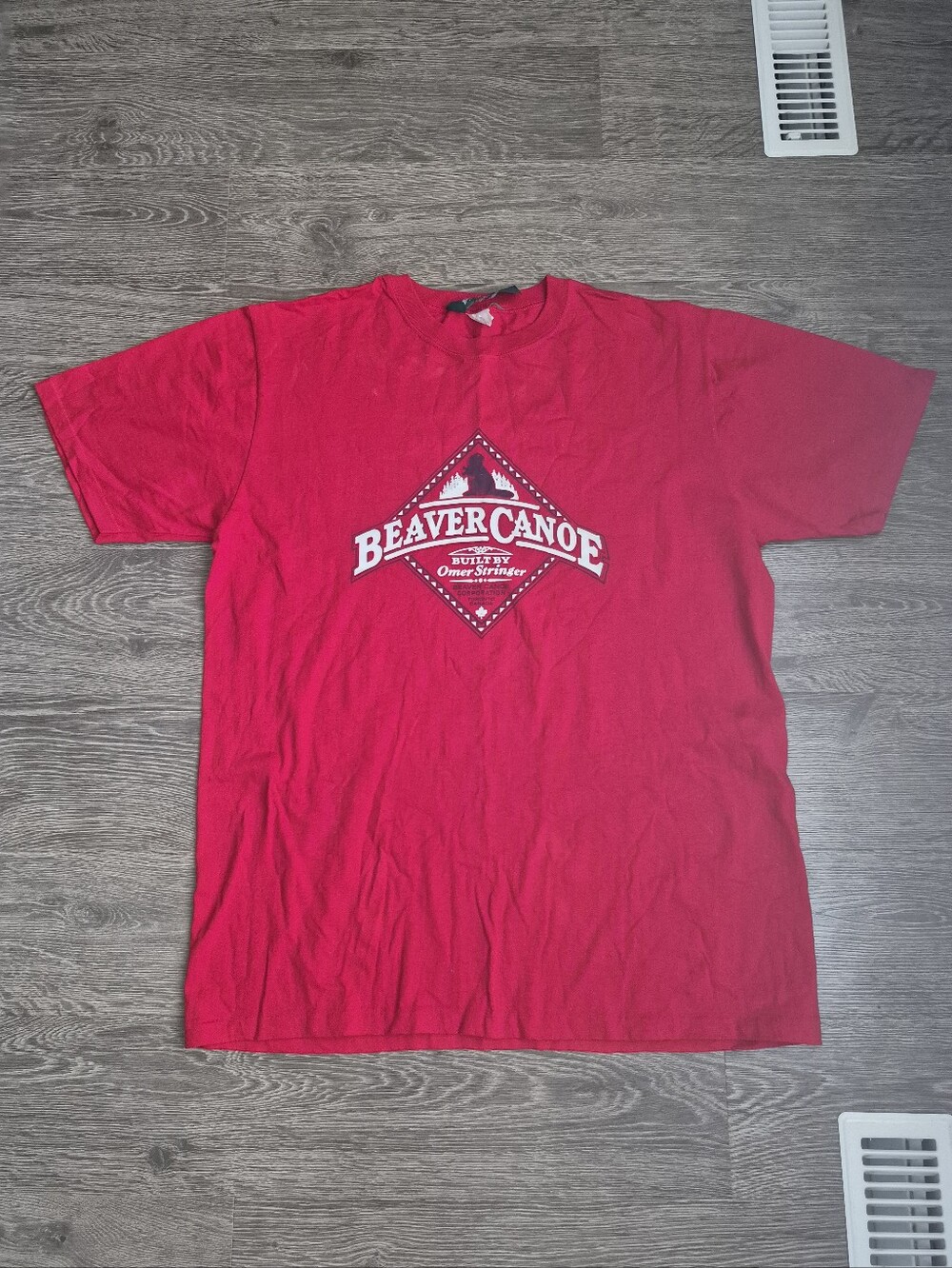Beaver Canoe Vintage Cotton Boxy Men's Red Short Sleeve Logo T-Shirt Extra Large